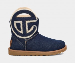 Ugg All Gender UGG x Telfar Logo Mini Stövlar Dam Indigo Blå | Sverige-59321