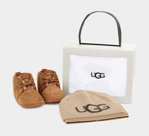 Ugg Baby Neumel and Logo Beanie Set Stövlar Barn Bruna | Sverige-87132