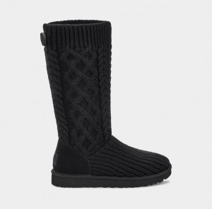 Ugg Classic Cardi Cabled Knit Stövlar Dam Svarta | Sverige-47182