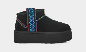 Ugg Classic Ultra Mini Braid Platform Stövlar Dam Svarta | Sverige-26489