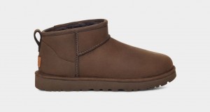 Ugg Classic Ultra Mini Läder Stövlar Dam Choklad | Sverige-54837