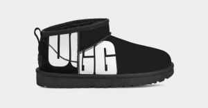 Ugg Classic Ultra Mini Logo Stövlar Dam Svarta | Sverige-49358