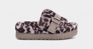 Ugg Fluffita Panther Print Badtofflor Tofflor Dam Grå | Sverige-58179