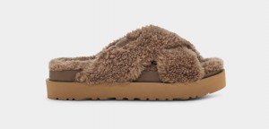 Ugg Fuzz Sugar Cross Badtofflor Tofflor Dam Bruna | Sverige-64759