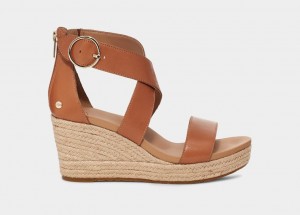 Ugg Hylda Läder Kilklack Sandaler Dam Bruna | Sverige-09684