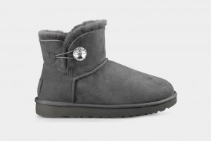 Ugg Mini Bailey Button Bling Stövlar Dam Grå | Sverige-37486