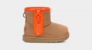 Ugg Toddler Classic Mini Dragkedja Tape Logo Stövlar Barn Bruna | Sverige-41960