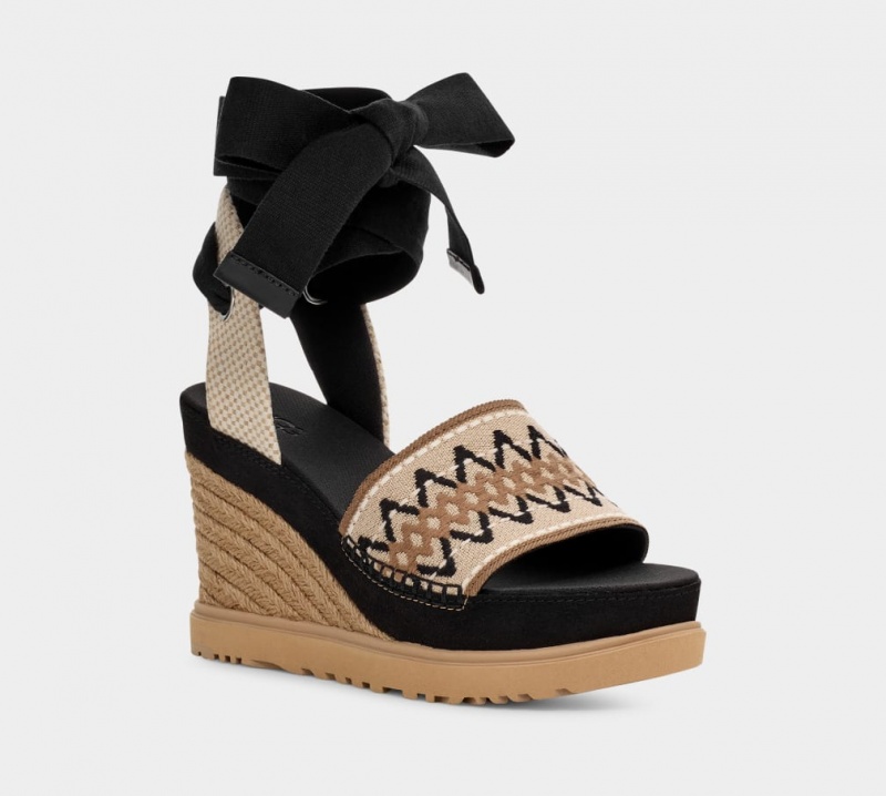 Ugg Abbot Ankle Wrap Sandaler Dam Svarta | Sverige-61920