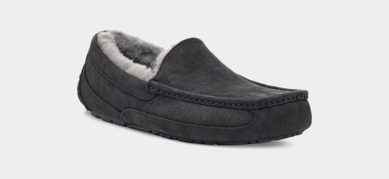 Ugg Ascot Matte Läder Mockasiner Herr Svarta | Sverige-13458