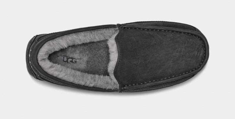 Ugg Ascot Matte Läder Mockasiner Herr Svarta | Sverige-13458