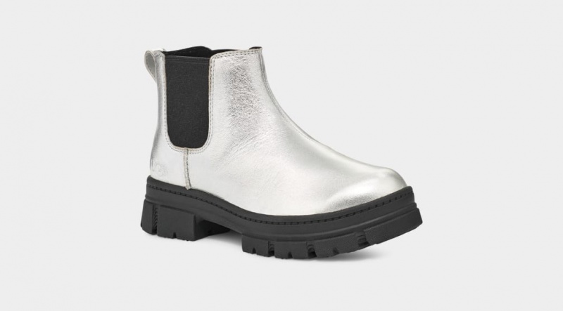 Ugg Ashton Chelsea Läder Chelsea Stövlar Barn Silver Metal | Sverige-01298