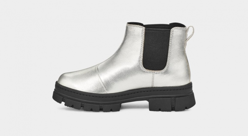 Ugg Ashton Chelsea Läder Chelsea Stövlar Barn Silver Metal | Sverige-01298