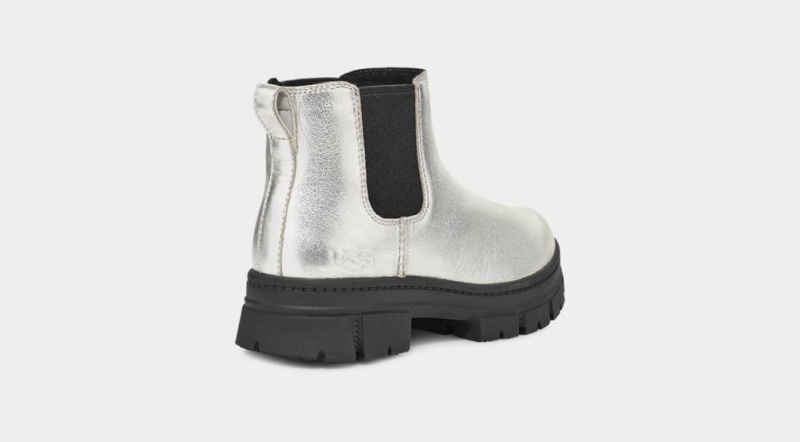 Ugg Ashton Chelsea Läder Chelsea Stövlar Barn Silver Metal | Sverige-01298