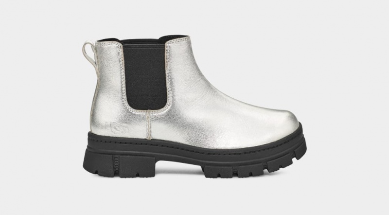 Ugg Ashton Chelsea Läder Chelsea Stövlar Barn Silver Metal | Sverige-01298