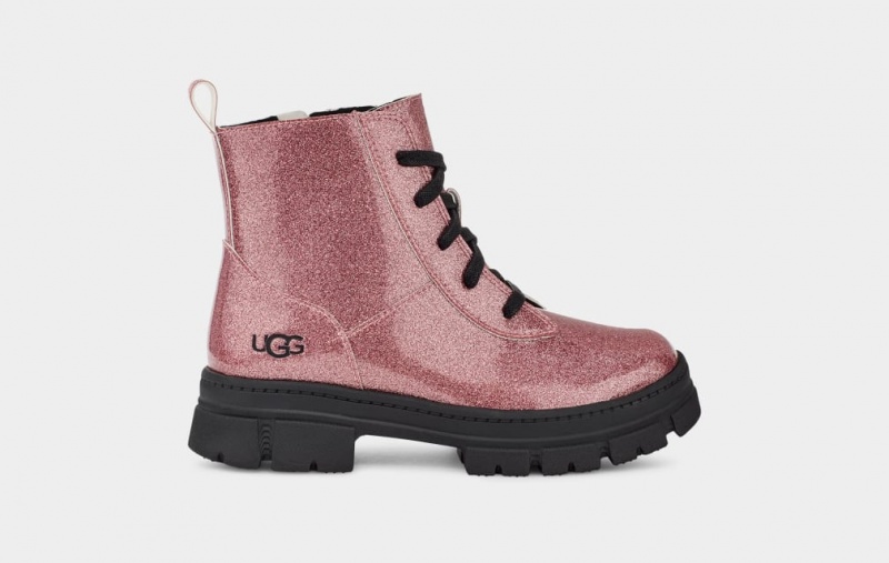 Ugg Ashton Spets Up Glitter Stövlar Barn Rosa | Sverige-94576