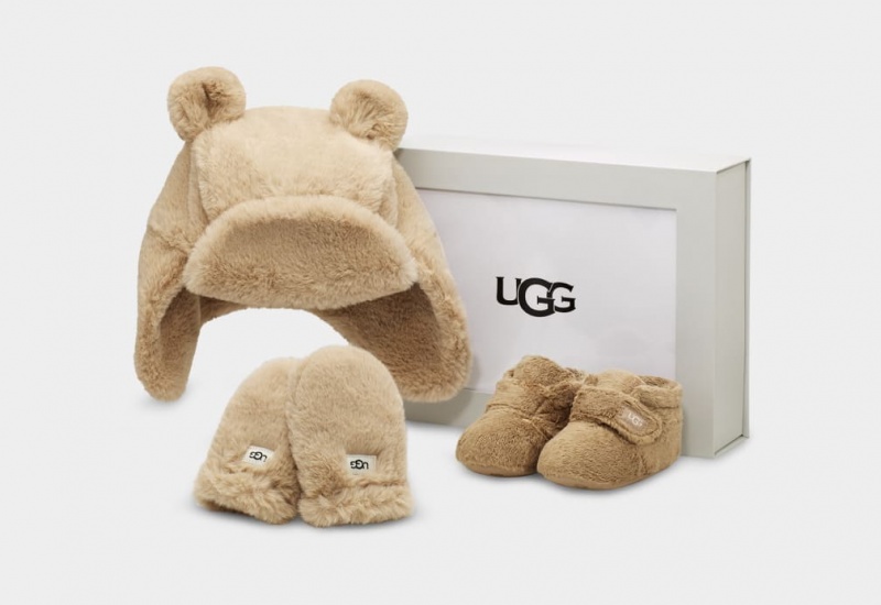 Ugg Baby Bixbee Hat and Mitten Set Stövlar Barn Bruna | Sverige-53460