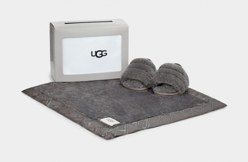 Ugg Baby Fluff Yeah Badtofflor and Lovey Blanket Tofflor Barn Grå | Sverige-24165