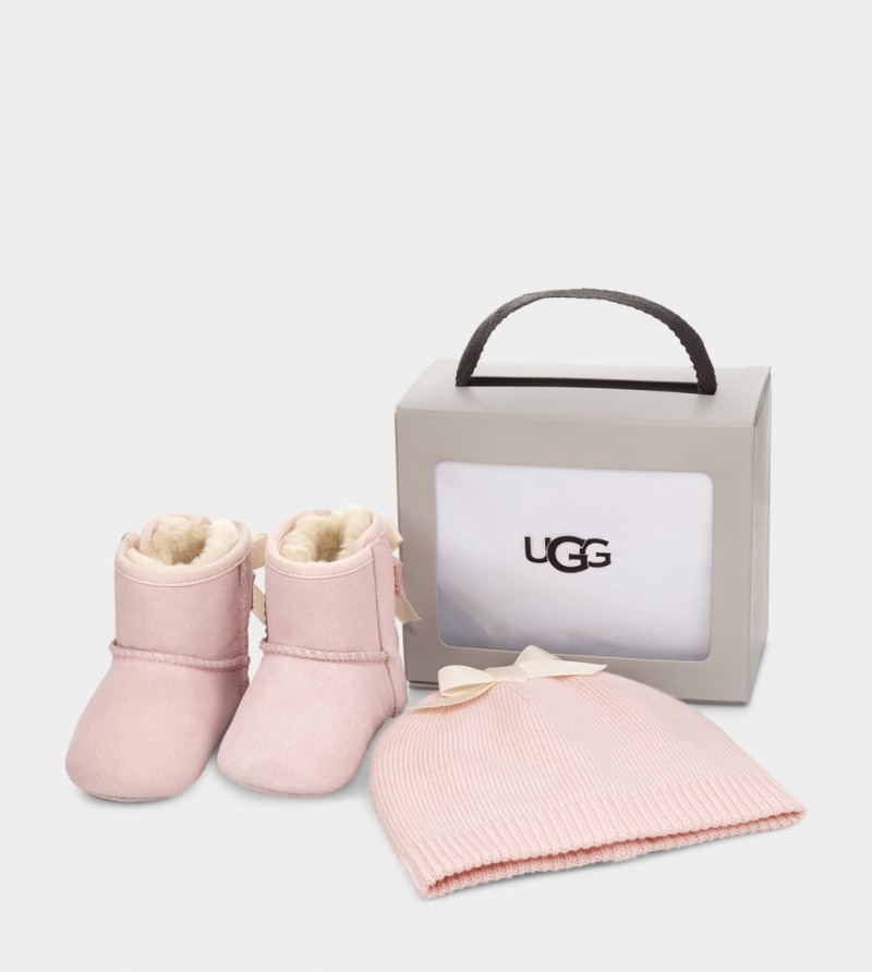 Ugg Baby Jesse Bow II Boot and Beanie Set Stövlar Barn Rosa | Sverige-86053