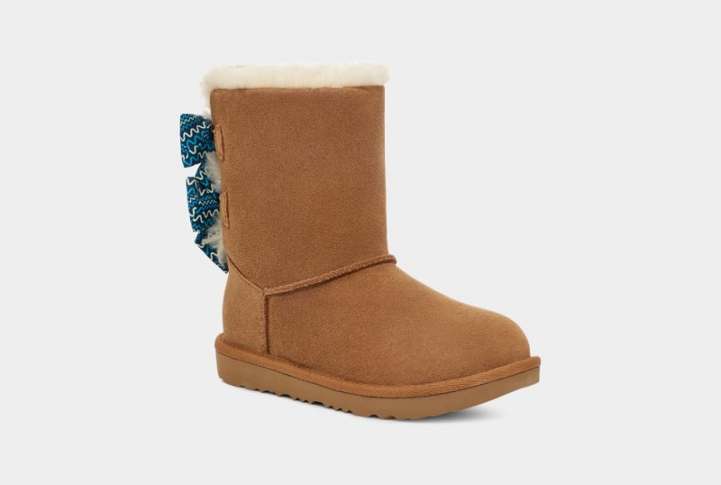 Ugg Bailey Bow Squiggles Stövlar Barn Bruna | Sverige-82347