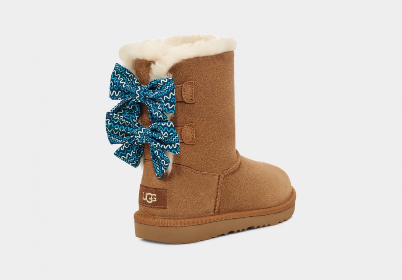 Ugg Bailey Bow Squiggles Stövlar Barn Bruna | Sverige-82347