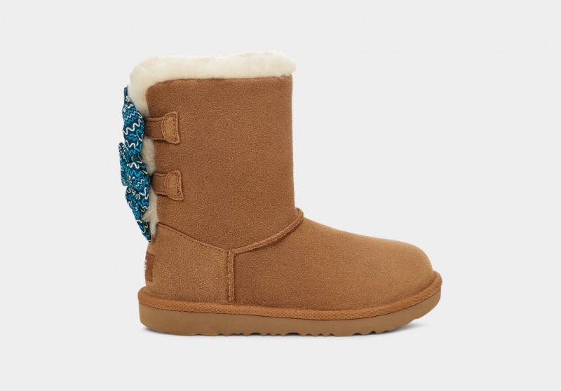 Ugg Bailey Bow Squiggles Stövlar Barn Bruna | Sverige-82347