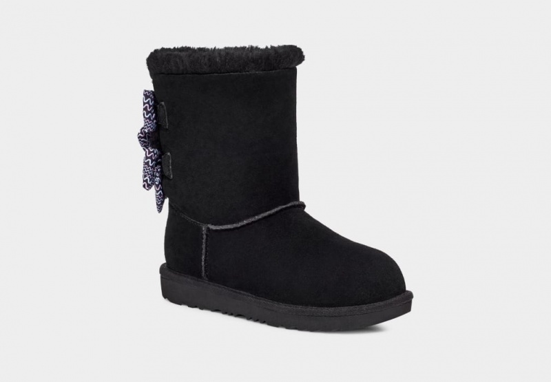 Ugg Bailey Bow Squiggles Stövlar Barn Svarta | Sverige-89524