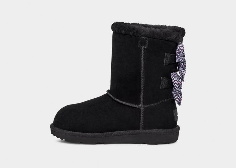 Ugg Bailey Bow Squiggles Stövlar Barn Svarta | Sverige-89524