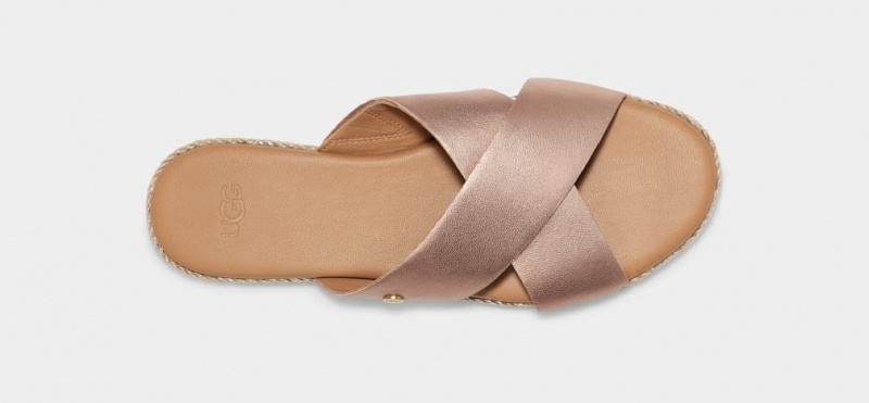 Ugg Brylee Badtofflor Sandaler Dam Rosa Guld Metal | Sverige-37194