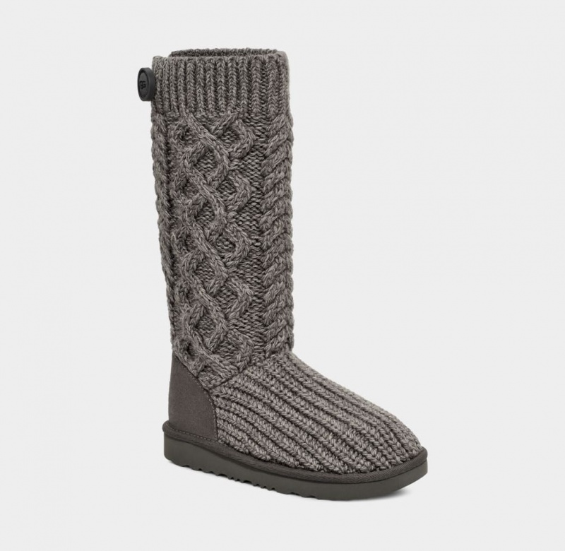 Ugg Classic Cardi Cabled Knit Stövlar Barn Grå | Sverige-29516