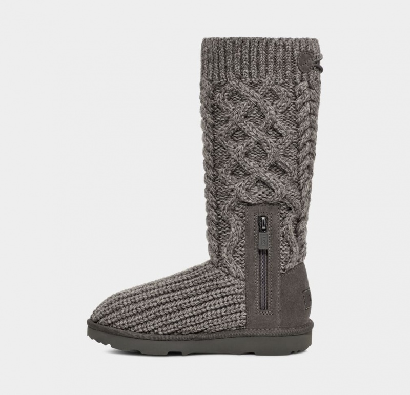 Ugg Classic Cardi Cabled Knit Stövlar Barn Grå | Sverige-29516