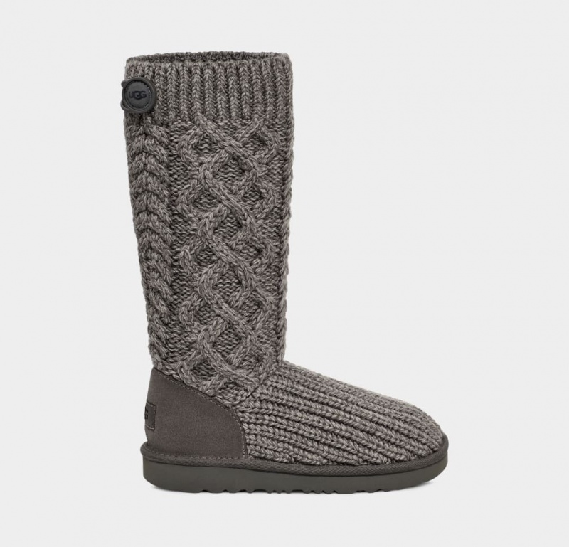 Ugg Classic Cardi Cabled Knit Stövlar Barn Grå | Sverige-29516