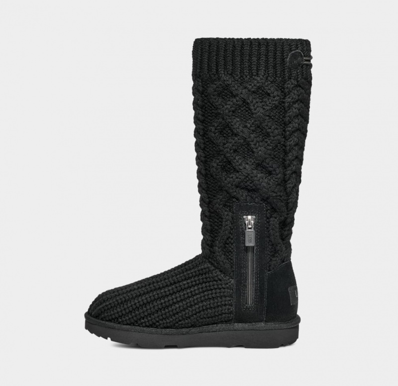 Ugg Classic Cardi Cabled Knit Stövlar Barn Svarta | Sverige-42017