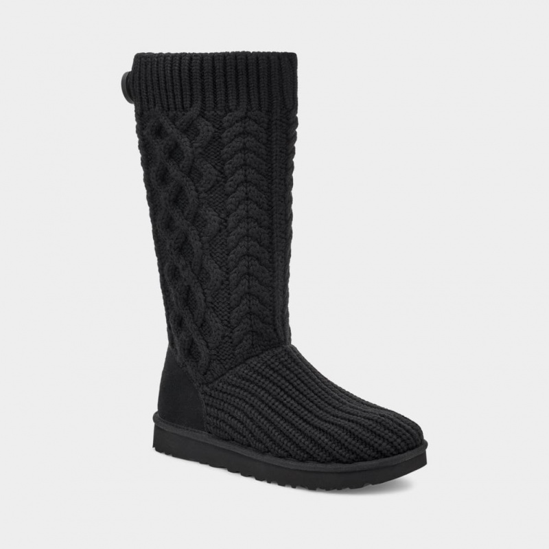 Ugg Classic Cardi Cabled Knit Stövlar Dam Svarta | Sverige-47182