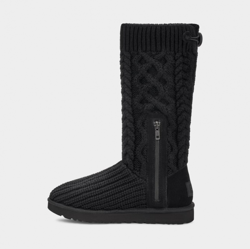 Ugg Classic Cardi Cabled Knit Stövlar Dam Svarta | Sverige-47182