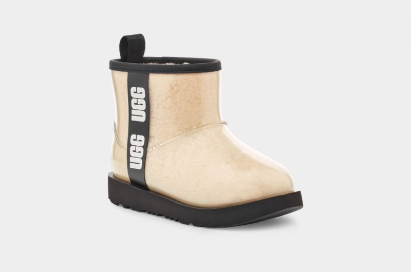 Ugg Classic Clear Mini II Stövlar Barn Beige Svarta | Sverige-91645