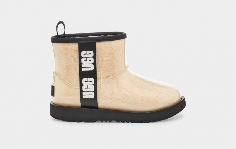 Ugg Classic Clear Mini II Stövlar Barn Beige Svarta | Sverige-91645