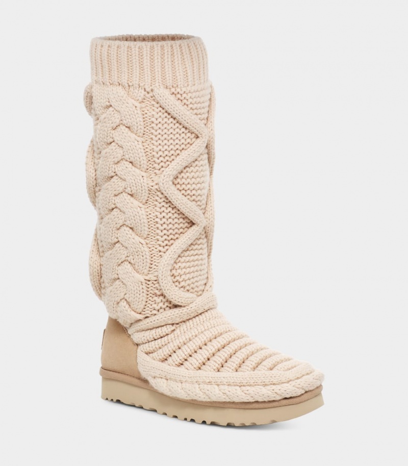 Ugg Classic Höga Tjock Knit Stövlar Dam Beige | Sverige-08439