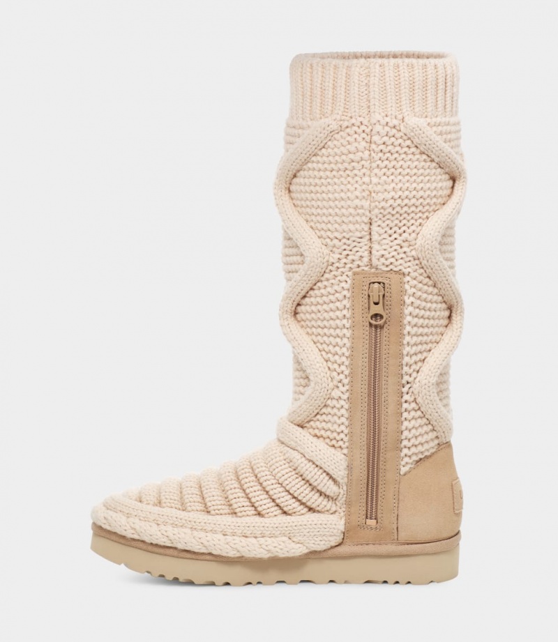 Ugg Classic Höga Tjock Knit Stövlar Dam Beige | Sverige-08439