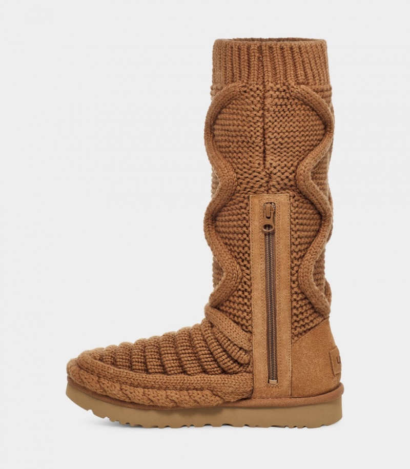 Ugg Classic Höga Tjock Knit Stövlar Dam Bruna | Sverige-82539