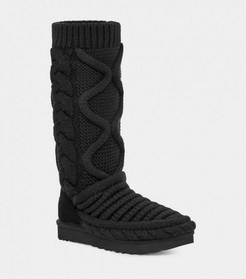 Ugg Classic Höga Tjock Knit Stövlar Dam Svarta | Sverige-28493