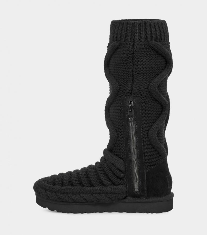 Ugg Classic Höga Tjock Knit Stövlar Dam Svarta | Sverige-28493