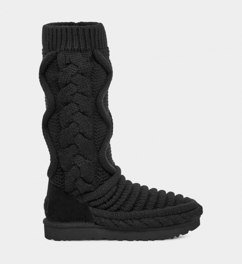 Ugg Classic Höga Tjock Knit Stövlar Dam Svarta | Sverige-28493