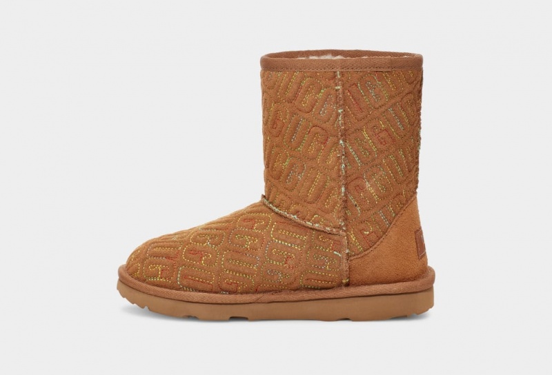 Ugg Classic II Tryck Stitch Stövlar Barn Bruna | Sverige-05891