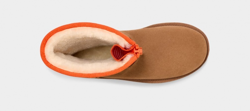 Ugg Classic Korta Dragkedja Tape Logo Stövlar Dam Bruna | Sverige-13624