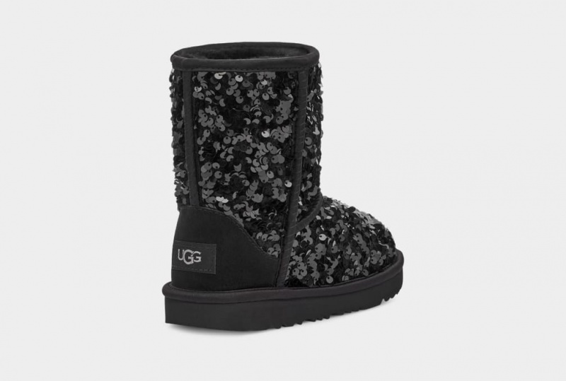 Ugg Classic Korta Tjock Sequin Stövlar Barn Svarta | Sverige-67189