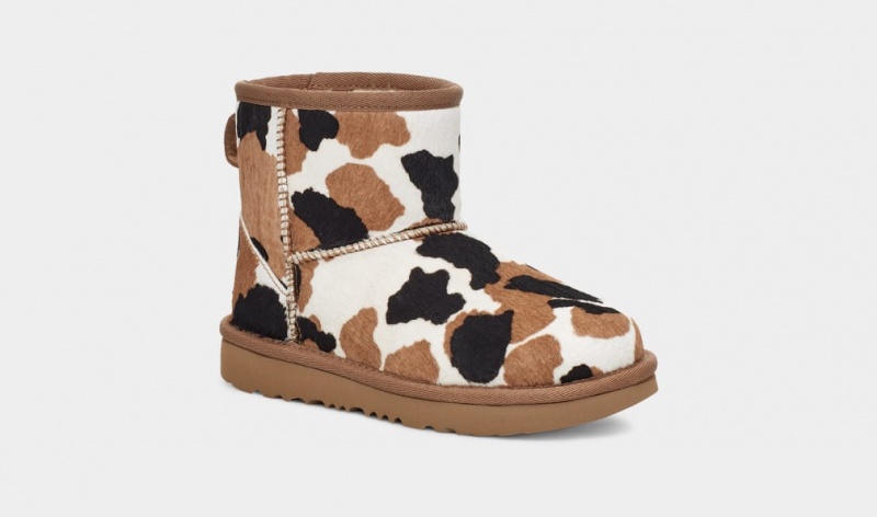 Ugg Classic Mini Cow Print Stövlar Barn Bruna | Sverige-20948