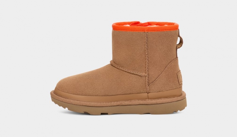 Ugg Classic Mini Dragkedja Tape Logo Stövlar Barn Bruna | Sverige-51408