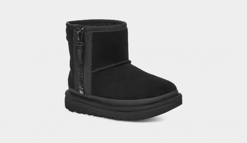 Ugg Classic Mini Dragkedja Tape Logo Stövlar Barn Svarta | Sverige-61578