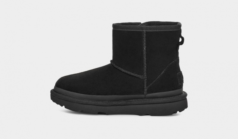 Ugg Classic Mini Dragkedja Tape Logo Stövlar Barn Svarta | Sverige-61578