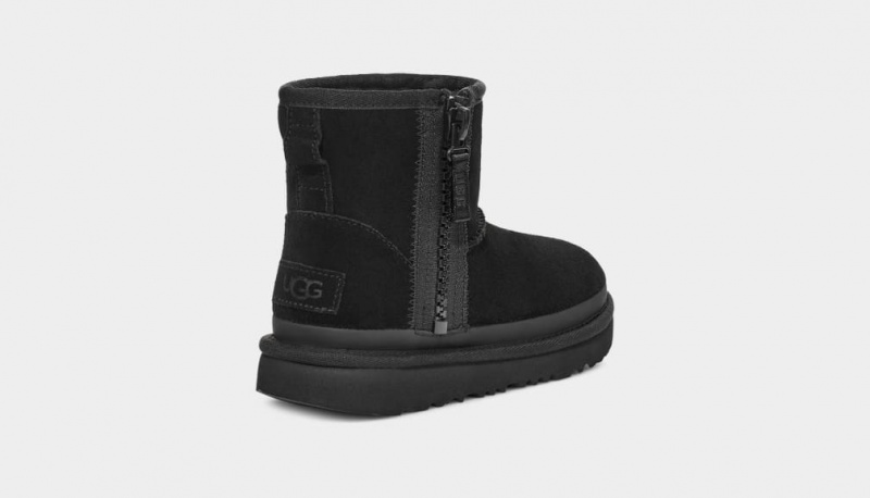 Ugg Classic Mini Dragkedja Tape Logo Stövlar Barn Svarta | Sverige-61578